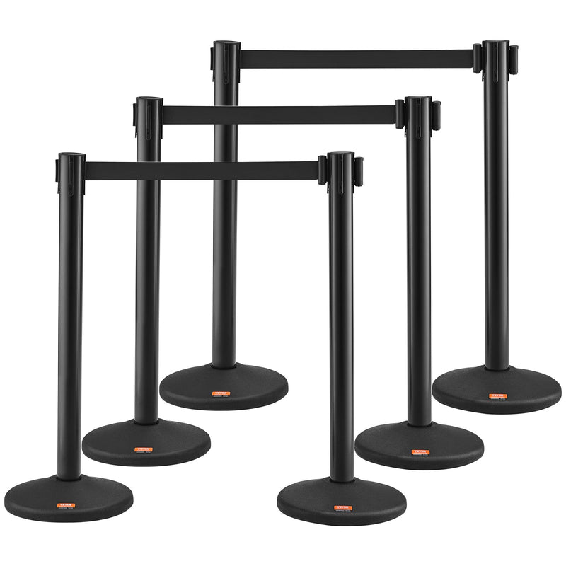 Crowd Control Stanchions 6-Pack Retractable Queue Barriers 6.5FT