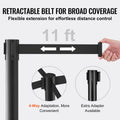 Crowd Control Stanchions 2-Pack 11FT Black Retractable Belt Queue