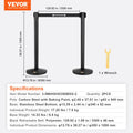 Crowd Control Stanchions 2-Pack 11FT Black Retractable Belt Queue