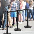 Crowd Control Stanchions 2-Pack 11FT Black Retractable Belt Queue