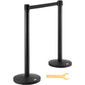 Crowd Control Stanchions 2-Pack 11FT Black Retractable Belt Queue
