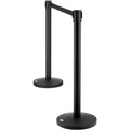 Crowd Control Stanchions 2-Pack 11FT Black Retractable Belt Queue