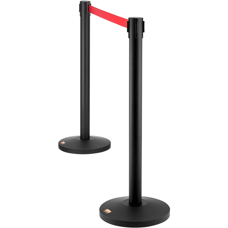 Crowd Control Stanchions 2-Pack 11FT Red Retractable Belt Queue