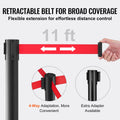 Crowd Control Stanchions 2-Pack 11FT Red Retractable Belt Queue
