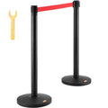 Crowd Control Stanchions 2-Pack 11FT Red Retractable Belt Queue