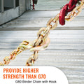 Transport Binder Chain, 2222 kg Working Load Limit, 5/16''x20' G80 Tow Chain Tie Down with Grab Hooks, DOT Certified, Galvanized Coating Manganese Steel for Dock Factory Construction Site, 2Pack