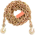 Transport Binder Chain, 2222 kg Working Load Limit, 5/16''x20' G80 Tow Chain Tie Down with Grab Hooks, DOT Certified, Galvanized Coating Manganese Steel for Dock Factory Construction Site, 2Pack