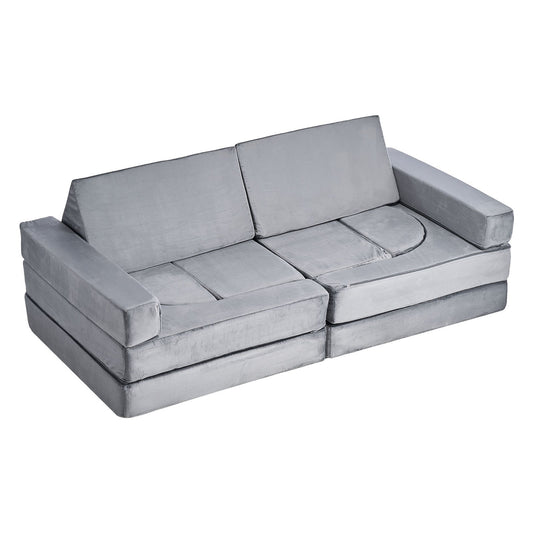 Modular Kids Play Couch 14pc Grey Sectional Toddler Sofa Convertible
