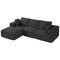 Modular L Shaped Sectional Sofa Chaise Corduroy Black