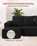 Modular L Shaped Sectional Sofa Chaise Corduroy Black