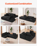 Modular L Shaped Sectional Sofa Chaise Corduroy Black
