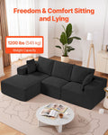 Modular L Shaped Sectional Sofa Chaise Corduroy Black