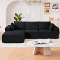 Modular L Shaped Sectional Sofa Chaise Corduroy Black