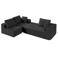 Modular L Shaped Sectional Sofa Chaise Corduroy Black