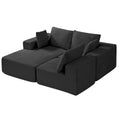 Modular L Shaped Sectional Sofa Chaise Corduroy Black