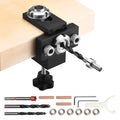 Doweling Jig Kit, Self Centering Dowel Drill Jig for Straight Holes, Aluminum Alloy Woodworking Joints Tool with 3 Size Drill Bits 6.4 / 7.9 / 15 mm, Adjustable Width, for Wood Working