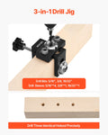 Doweling Jig Kit Aluminum 6.4/7.9/15mm Drill Bits Woodworking Tool