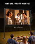 80 Inch Projector Screen with Stand 16:9 4K HD Indoor Outdoor