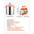 18.93 L Vacuum Chamber with Pump, 3.5 CFM 99 L/min, Single Stage Vacuum Pump, Stainless Steel Degassing Chamber Kit, Tempered Glass Lid, 1.5 m Hose, for Stabilizing Wood Degassing Silicone Resin