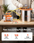 Vacuum Chamber 18.93L Stainless Steel Degassing Kit 3.5CFM Pump