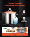 Vacuum Chamber 18.93L Stainless Steel Degassing Kit 3.5CFM Pump