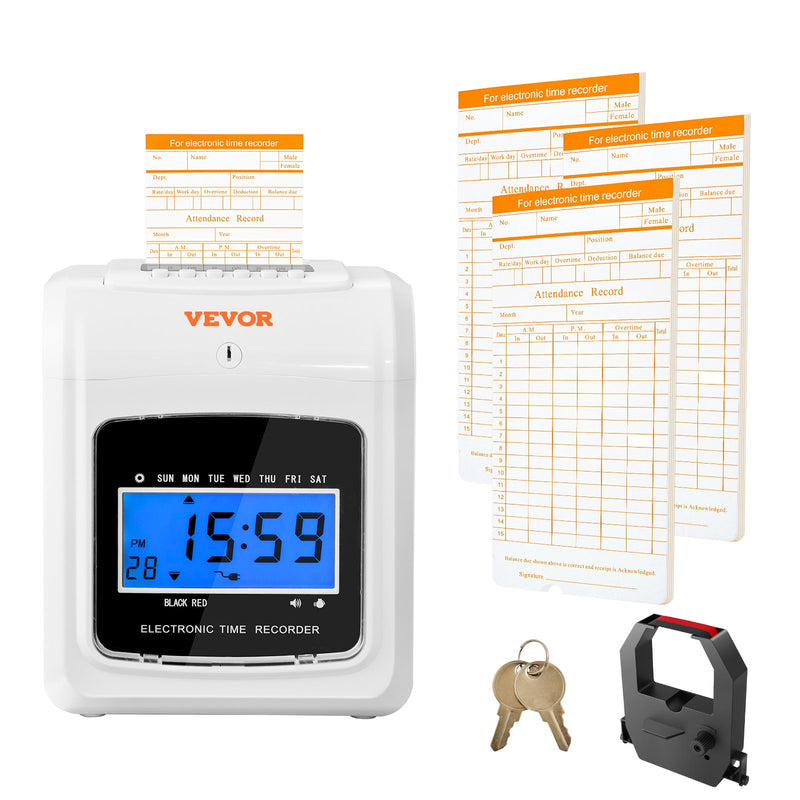Punch Time Clock Machine Employee Tracker 6 Punches Day 102 Cards