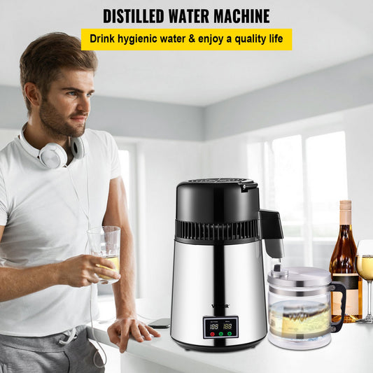 Devanti 750W Water Distiller 0.3Gal/H Stainless Steel Glass Carafe