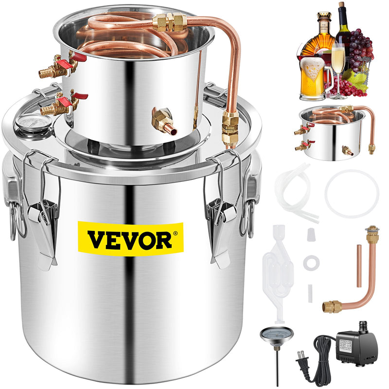 50L Copper Distiller Alcohol Moonshine Still Brewing Water Pump