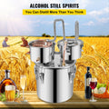 Moonshine Still 5 Gal 21L Stainless Steel Water Alcohol Distiller Copper Tube Home Brewing Kit Build-in Thermometer for DIY Whisky Wine Brandy, 5GAL, 3 pots