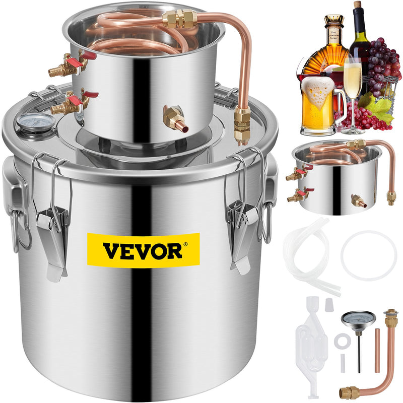 Moonshine Still 38L Stainless Steel Alcohol Distiller Copper Tube Home Brew
