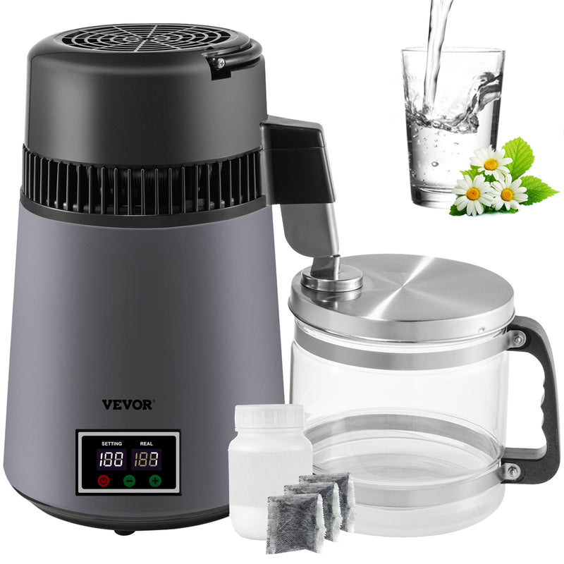 Home Water Distiller 4L Dual Temp Display Grey