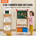 Wooden 3-in-1 Art Easel Kids Double-Sided Magnetic Whiteboard Chalkboard