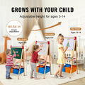 Wooden 3-in-1 Art Easel Kids Double-Sided Magnetic Whiteboard Chalkboard