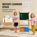 Wooden 3-in-1 Art Easel Kids Double-Sided Magnetic Whiteboard Chalkboard