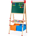 Wooden 3-in-1 Art Easel Kids Double-Sided Magnetic Whiteboard Chalkboard