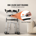 2 in 1 Folding Walker & Removable Armrests, Height Adjustable Foldable Walker with 5