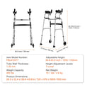 2 in 1 Folding Walker & Removable Armrests, Height Adjustable Foldable Walker with 5