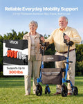 Rollator Walker Foldable Aluminum Seat Mobility Aid 136kg