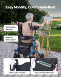 Rollator Walker Foldable Aluminum Seat Mobility Aid 136kg