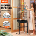 Large Bird Cage 62in Open Top Steel Parakeet Budgie Parrot with Stand