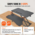 Standing Desk Converter, Two-Tier Stand up Desk Riser, 800 mm Large Sit to Stand Desk Converter,140-510 mm Adjustable Height, for Monitor, Keyboard & Accessories Used in Home Office