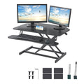 Standing Desk Converter, Two-Tier Stand up Desk Riser, 800 mm Large Sit to Stand Desk Converter,140-510 mm Adjustable Height, for Monitor, Keyboard & Accessories Used in Home Office