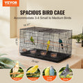 Bird Cage 18in Parakeet Budgie Cockatiel w/Divider 5 Perches Black