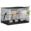 Bird Cage 18in Parakeet Budgie Cockatiel w/Divider 5 Perches Black