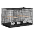 Bird Cage 18in Parakeet Budgie Cockatiel w/Divider 5 Perches Black