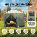 Pop Up Gazebo Tent, Pop-Up Screen Tent 6 Sided Canopy Sun Shelter with 6 Removable Privacy Wind Cloths & Mesh Windows, 10x10FT Quick Set Screen Tent with Mosquito Netting, Army Green