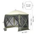 Pop Up Gazebo Tent, Pop-Up Screen Tent 6 Sided Canopy Sun Shelter with 6 Removable Privacy Wind Cloths & Mesh Windows, 10x10FT Quick Set Screen Tent with Mosquito Netting, Army Green