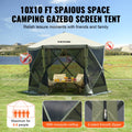 Pop Up Gazebo 10x10ft 6 Sided Screen Tent Mosquito Netting Army Green