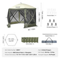 Pop Up Gazebo 10x10ft 6 Sided Screen Tent Mosquito Netting Army Green
