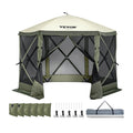 Pop Up Gazebo 10x10ft 6 Sided Screen Tent Mosquito Netting Army Green